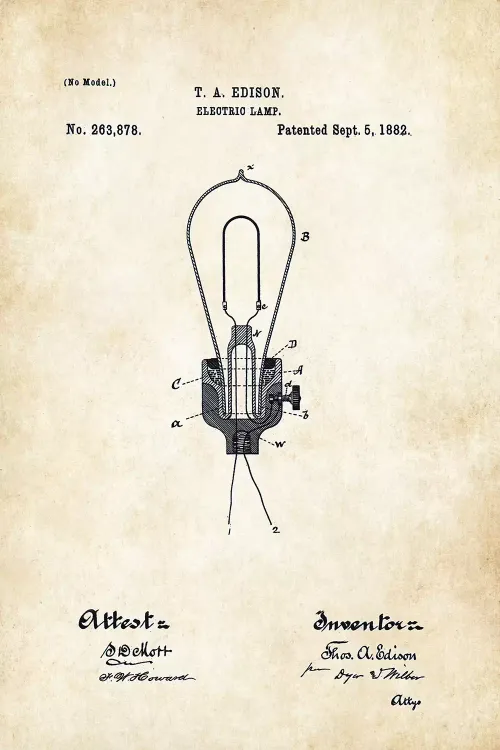 Thomas Alva Edison - Patent Electric Lamp